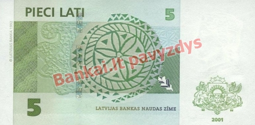 5 Latų banknoto galinė pusė