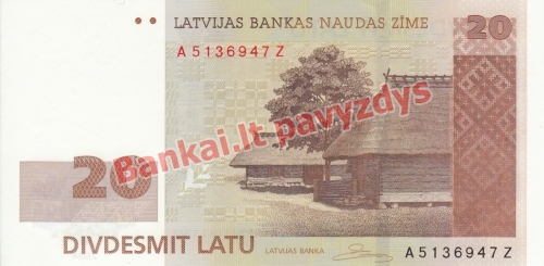 20 Latų banknoto priekinė pusė