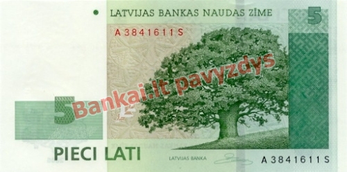 5 Latų banknoto priekinė pusė