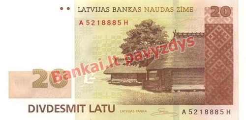 20 Latų banknoto priekinė pusė