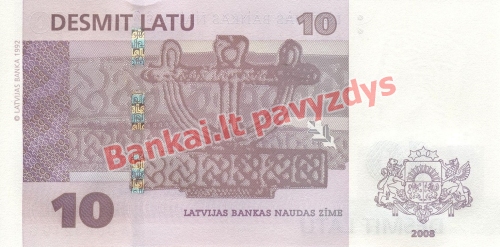 10 Latų banknoto galinė pusė