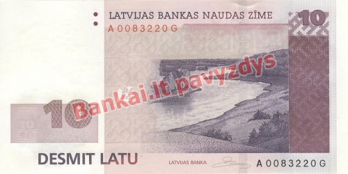 10 Latų banknoto priekinė pusė