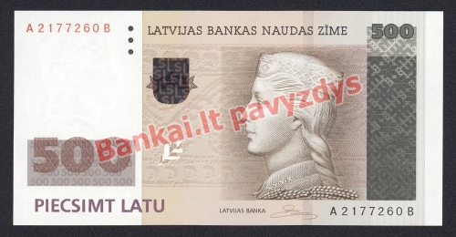 500 Latų banknoto priekinė pusė