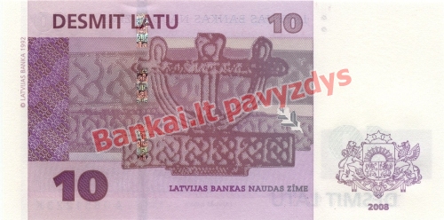 10 Latų banknoto galinė pusė