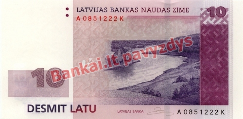 10 Latų banknoto priekinė pusė