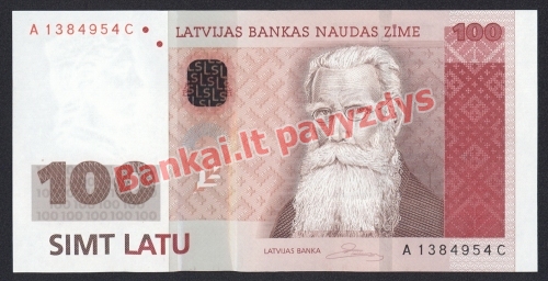 100 Latų banknoto priekinė pusė