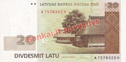 20 Latų banknoto priekinė pusė