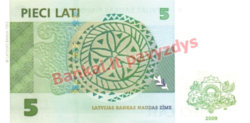 5 Latų banknoto galinė pusė