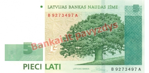 5 Latų banknoto priekinė pusė