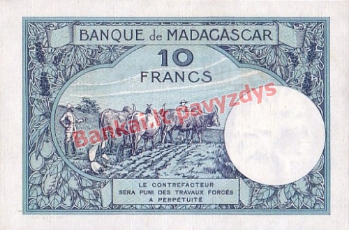 10 Frankų banknoto galinė pusė