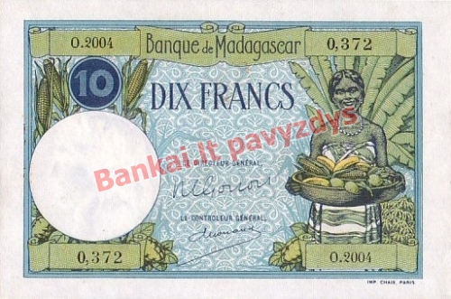 10 Frankų banknoto priekinė pusė