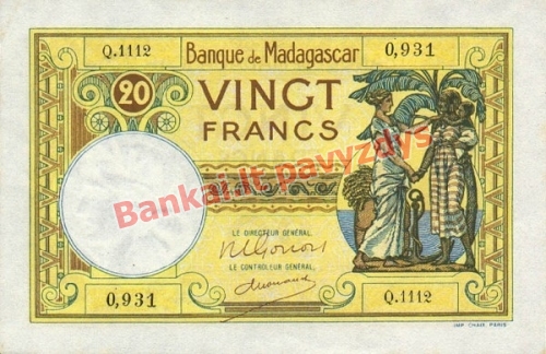 20 Frankų banknoto priekinė pusė