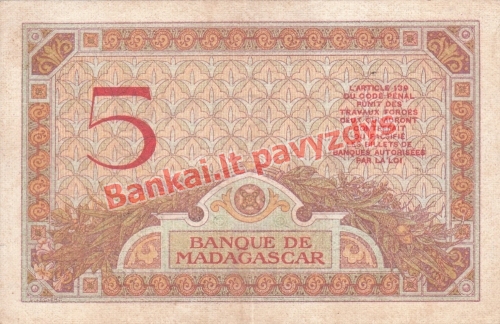 5 Frankų banknoto galinė pusė