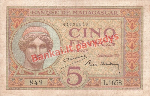 5 Frankų banknoto priekinė pusė