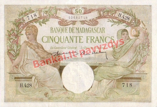 50 Frankų banknoto priekinė pusė