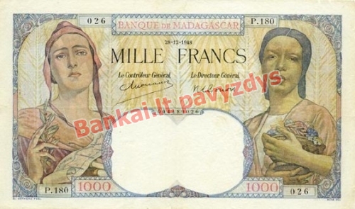 1000 Frankų banknoto priekinė pusė