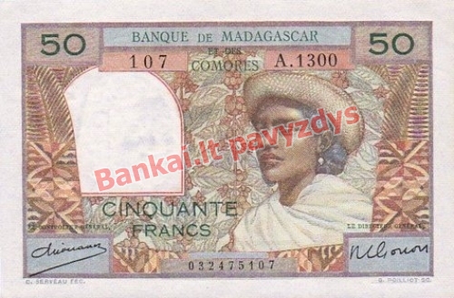 50 Frankų banknoto priekinė pusė