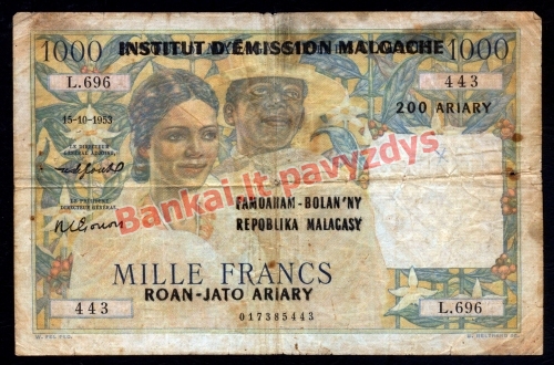 1000 Frankų banknoto priekinė pusė