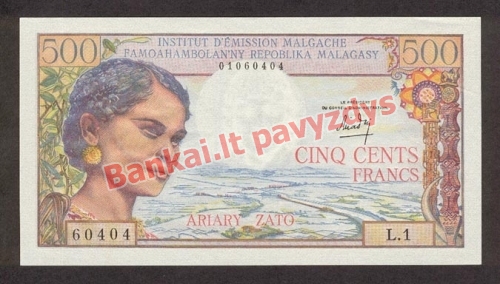 500 Frankų banknoto priekinė pusė