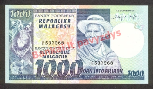 1000 Frankų banknoto priekinė pusė