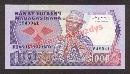 1000 Frankų banknoto priekinė pusė