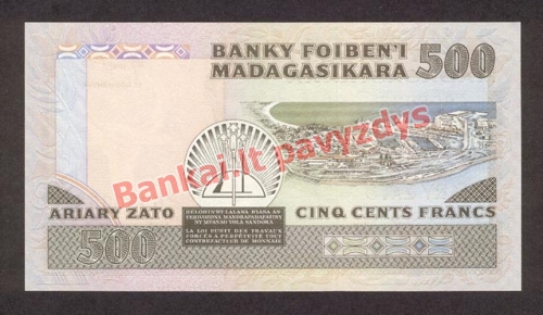 500 Frankų banknoto galinė pusė