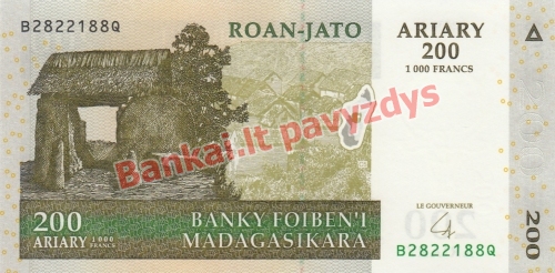 200 Arairių banknoto priekinė pusė