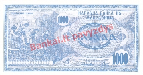 1000 Denarų banknoto priekinė pusė