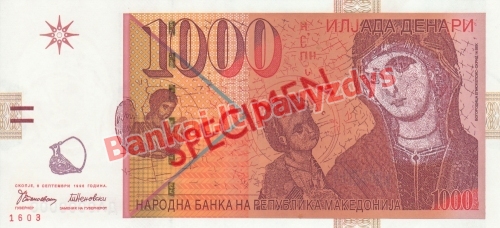 1000 Denarų banknoto priekinė pusė