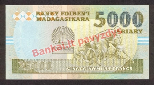 25000 Frankų banknoto galinė pusė