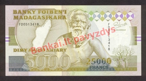 25000 Frankų banknoto priekinė pusė