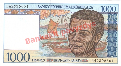 1000 Frankų banknoto priekinė pusė