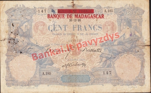100 Frankų banknoto priekinė pusė
