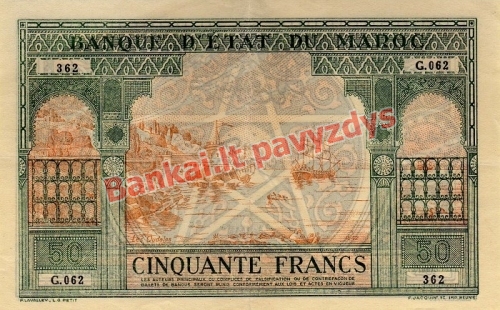 50 Frankų banknoto priekinė pusė