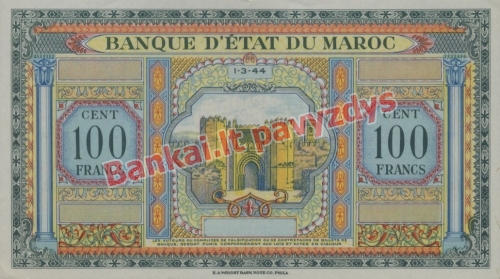 100 Frankų banknoto priekinė pusė