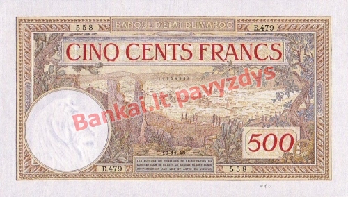 500 Frankų banknoto priekinė pusė