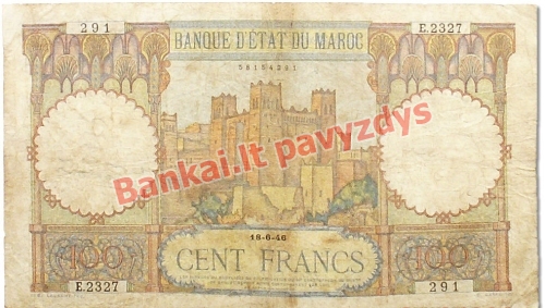 100 Frankų banknoto priekinė pusė