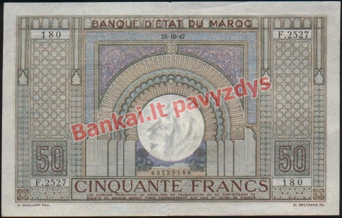 50 Frankų banknoto priekinė pusė