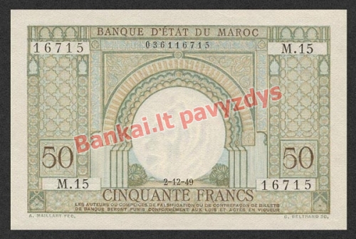 50 Frankų banknoto priekinė pusė