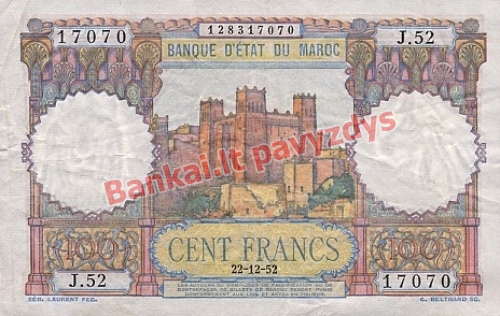 100 Frankų banknoto priekinė pusė