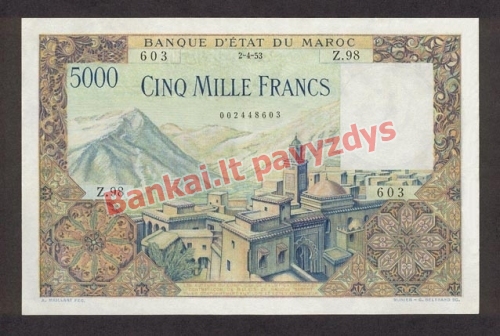 5000 Frankų banknoto priekinė pusė