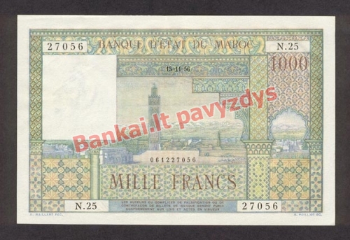 1000 Frankų banknoto priekinė pusė