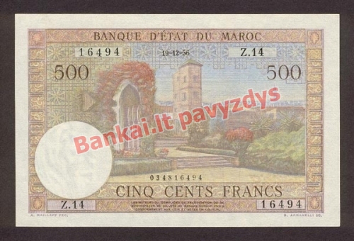 500 Frankų banknoto priekinė pusė