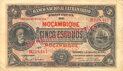 5 Escudų banknoto priekinė pusė