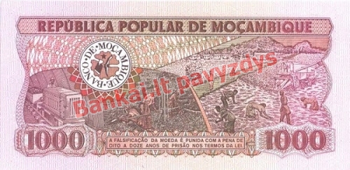 1000 Metikalių banknoto galinė pusė