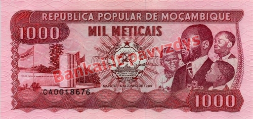 1000 Metikalių banknoto priekinė pusė