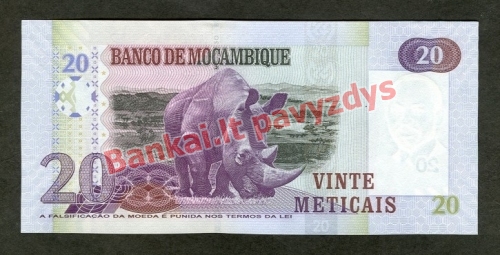 20 Metikalių banknoto galinė pusė