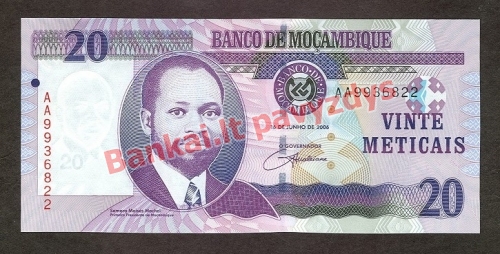 20 Metikalių banknoto priekinė pusė