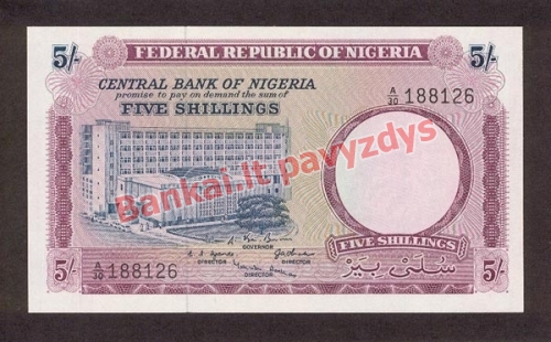 5 Šilingų banknoto priekinė pusė