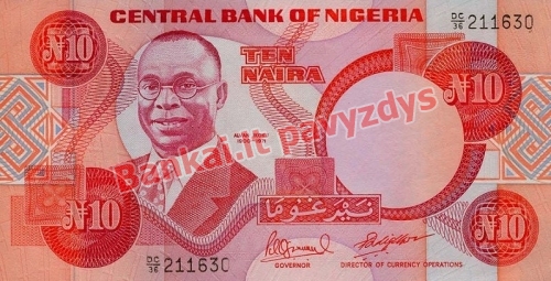 10 Nairų banknoto priekinė pusė
